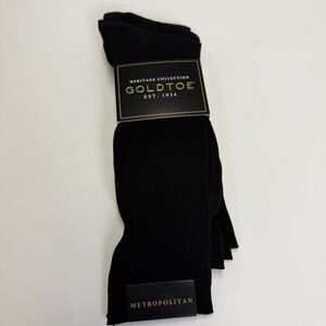 Goldtoe Men's Shoe Size 6-12.5 Metropolitan Dress Socks 3-Pack Black